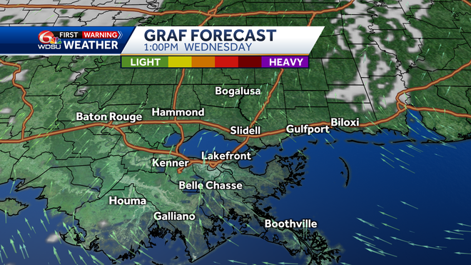 New Orleans weather forecast high temp low temp rain chances
