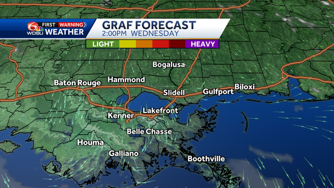 Clouds and rain forecast today, Wednesday 2 pm