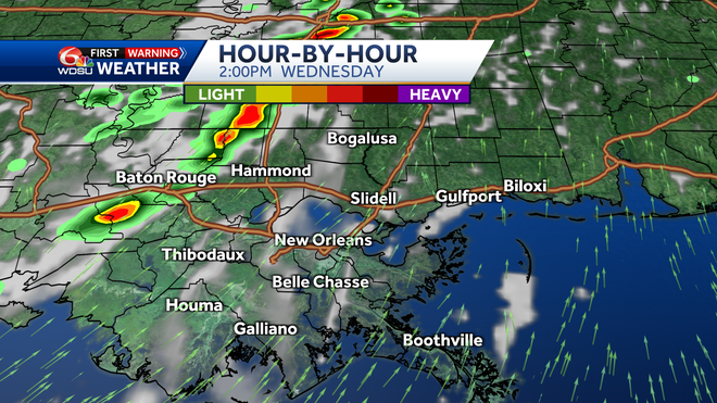 New Orleans weather forecast rain chances timing of storms