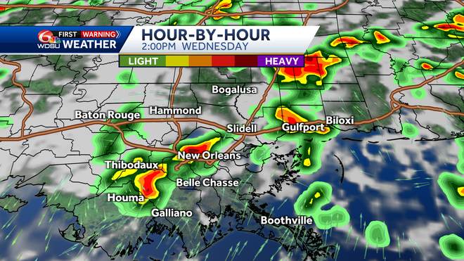 Clouds and rain are expected at 2pm on Wednesday