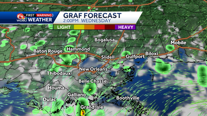 New Orleans weather forecast heat advisory tropics Gulf hurricane