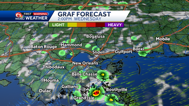 New Orleans weather forecast temps rain chances Imelda Humberto