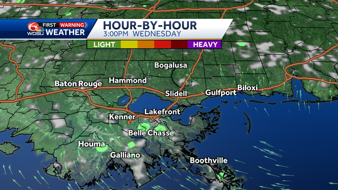 New Orleans weather forecast morning low high temp rain chances