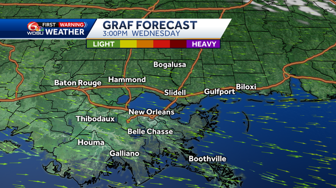 New Orleans weather forecast severe storms time tornado cooler