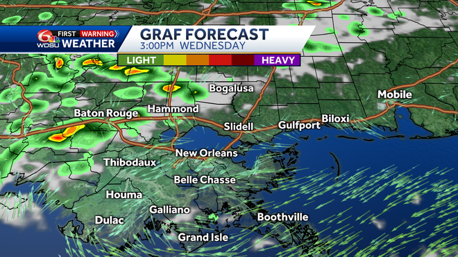 New Orleans weather forecast high temps rain chances tropics