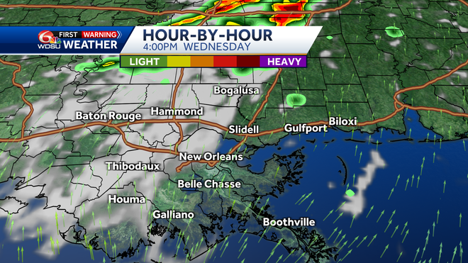 New Orleans weather forecast rain chances timing of storms