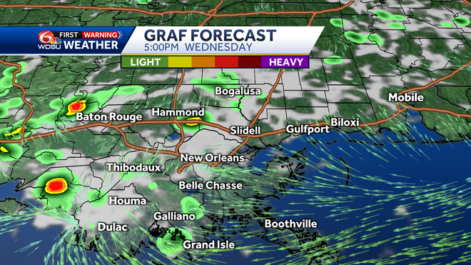 New Orleans weather forecast high temps rain chances tropics