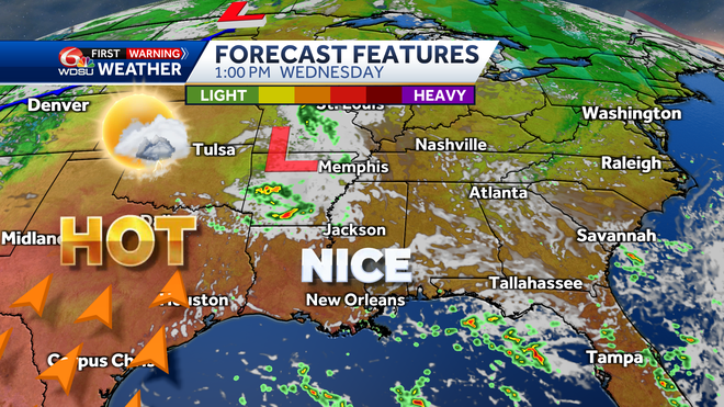 New Orleans forecast temperatures humidity rain chances