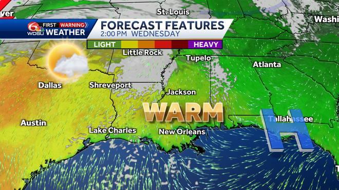 New Orleans weather forecast high temp low temp rain chances