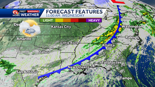New Orleans weather forecast high temp low temp rain chance Friday