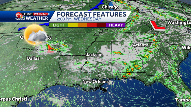 New Orleans weather forecast high temp rain chances severe storms