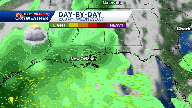 New Orleans weather forecast high temp chance of rain Fathers Day