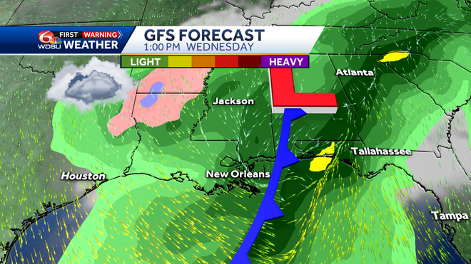 Weather features on Wednesday