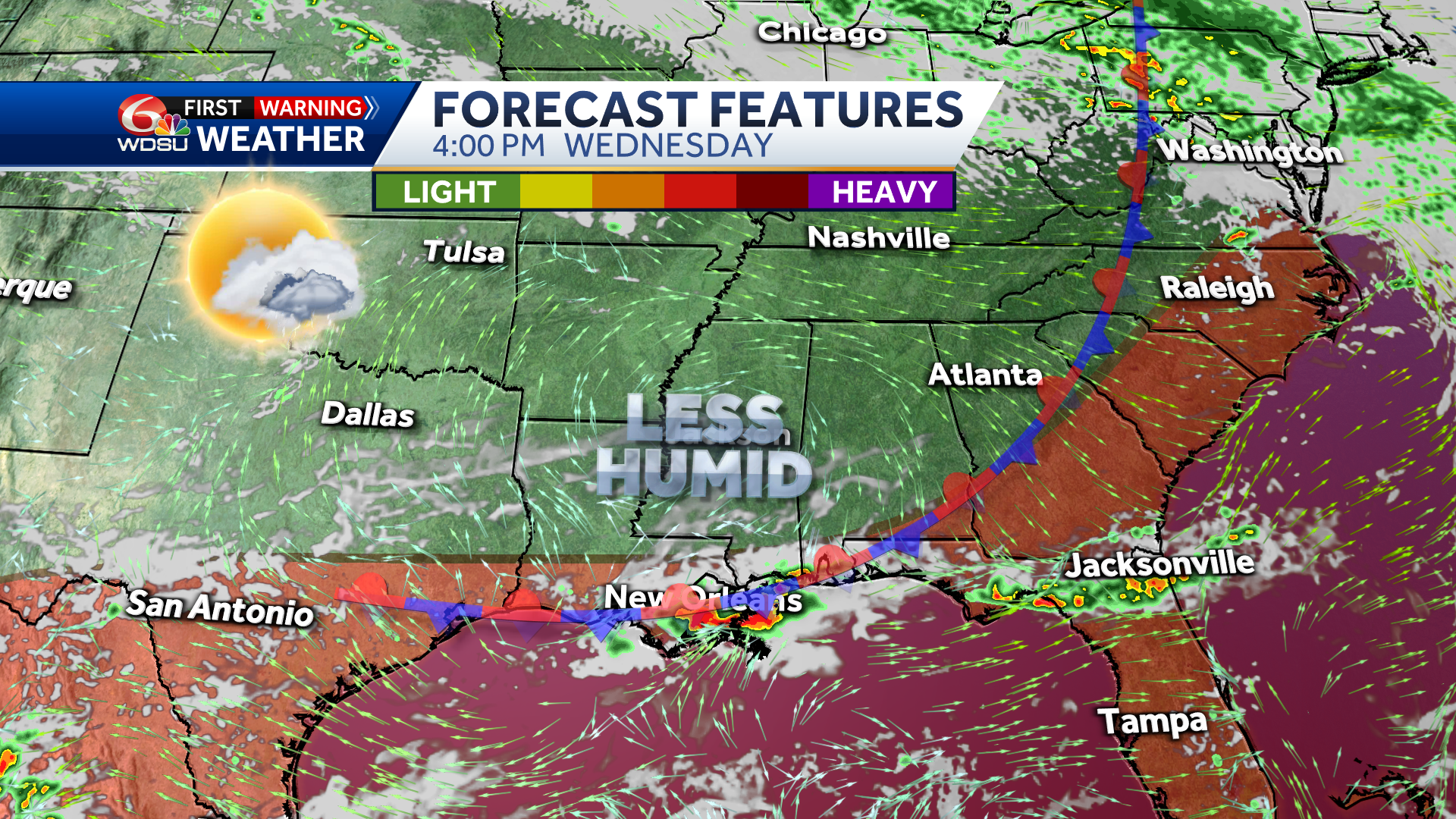 New Orleans weather forecast high temp rain chances Memorial Day - WDSU