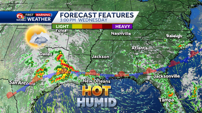 New Orleans weather forecast rain chances high temp risk severe