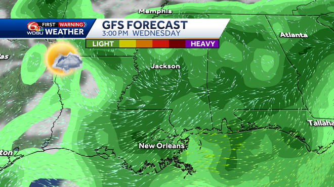 New Orleans weather forecast high temp rain chance Thursday