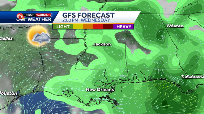 New Orleans weather forecast Friday high temp rain chance heat