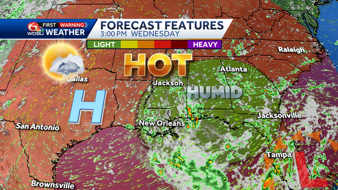 New Orleans weather forecast extreme heat warning high temp storm
