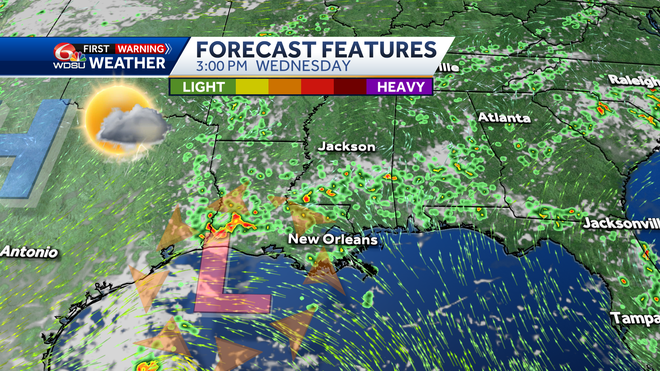 Weather features on Wednesday