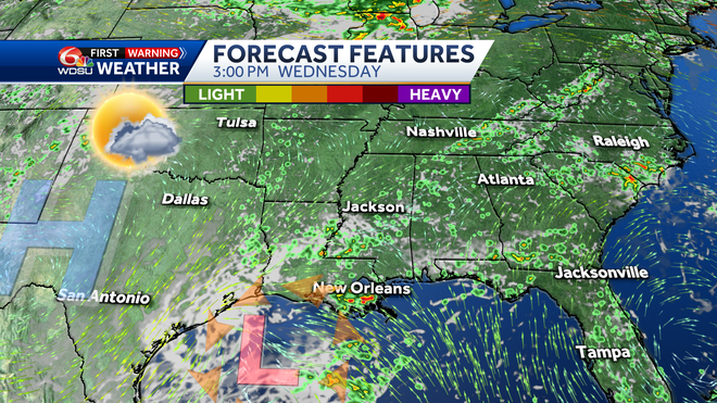 Weather features on Wednesday