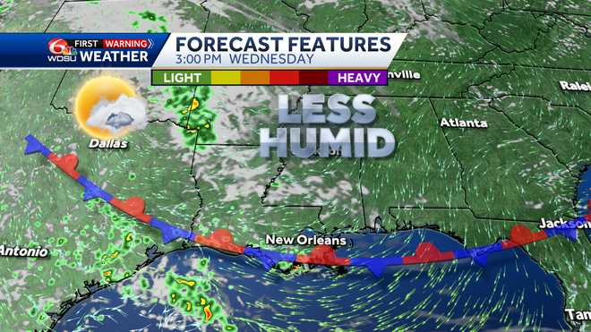 New Orleans weather forecast high temps humidity rain chances