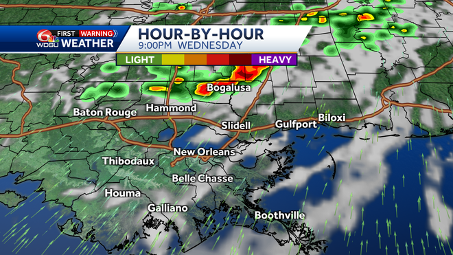 New Orleans weather forecast rain chances timing of storms