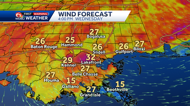 New Orleans weather forecast high temp low temp rain chance Friday
