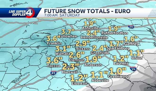 Previsión de nieve para el miércoles.