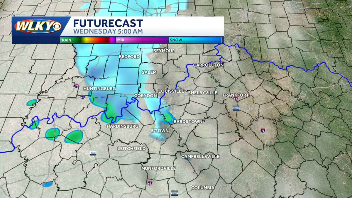 Patchy light snow and flurries possible before a big warm up