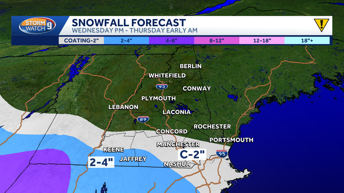 Some snow Wednesday in southern New Hampshire; More snow possible Friday