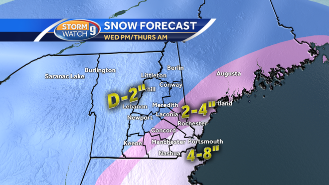 Mid-week nor'easter expected to bring 4-8 inches of snow to southeastern NH