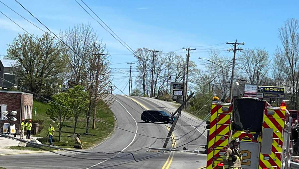 Crash tips dump truck, knocks over powerlines in Westbrook