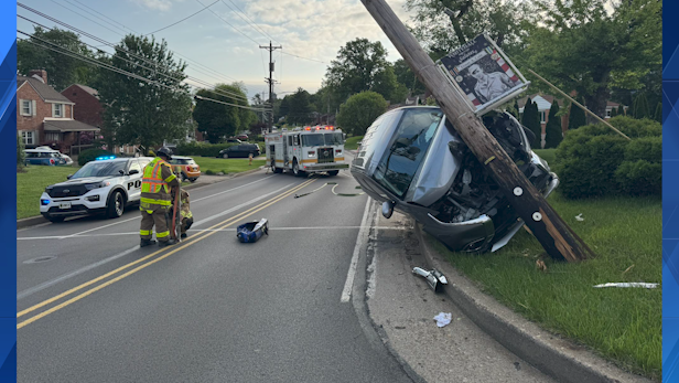 Vehicle crashes into utility pole in Whitehall; Crews respond