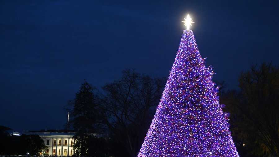The National Christmas Tree is seen illuminated on Thursday Dec. 3, 2020 in Washington, DC. The ceremony was able to be seen virtually this year by the public. (Photo by Matt McClain/The Washington Post via Getty Images)