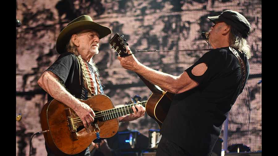 Willie Nelson and Neil Young at Farm Aid
