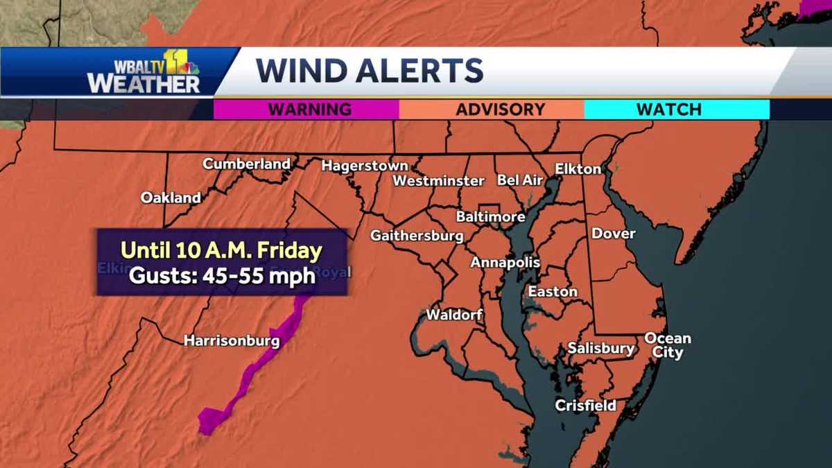 Wind advisory issued for most of Maryland