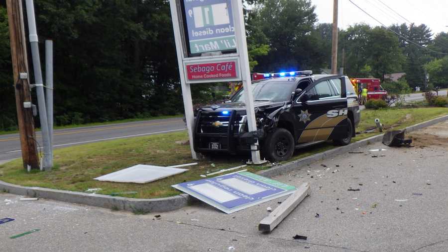 Sheriff's department cruiser involved in crash at Windham gas station