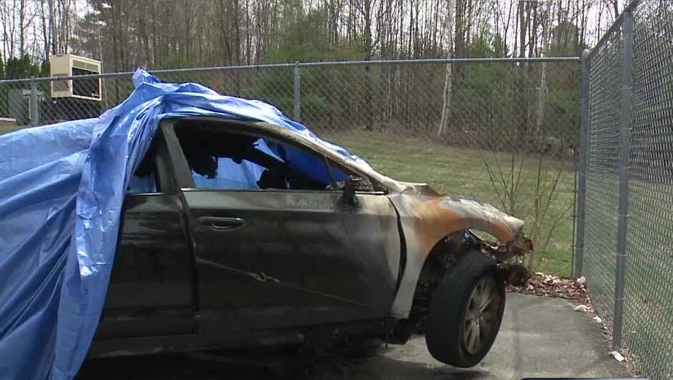 Car engulfed in flames after Windham crash; 2 seriously injured