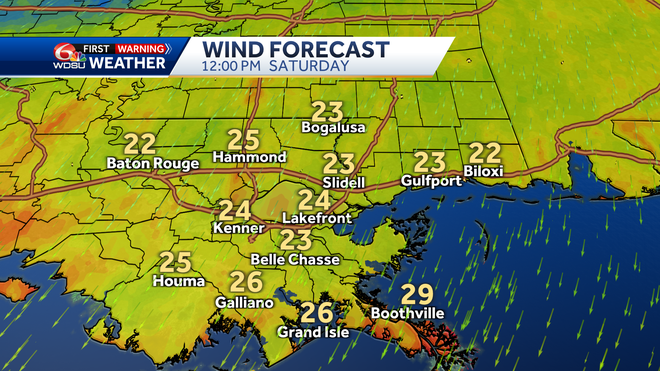 Wind forecast for Saturday