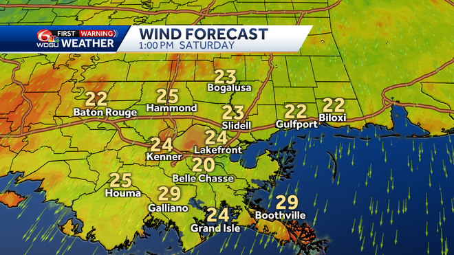 Wind forecast for Saturday afternoon