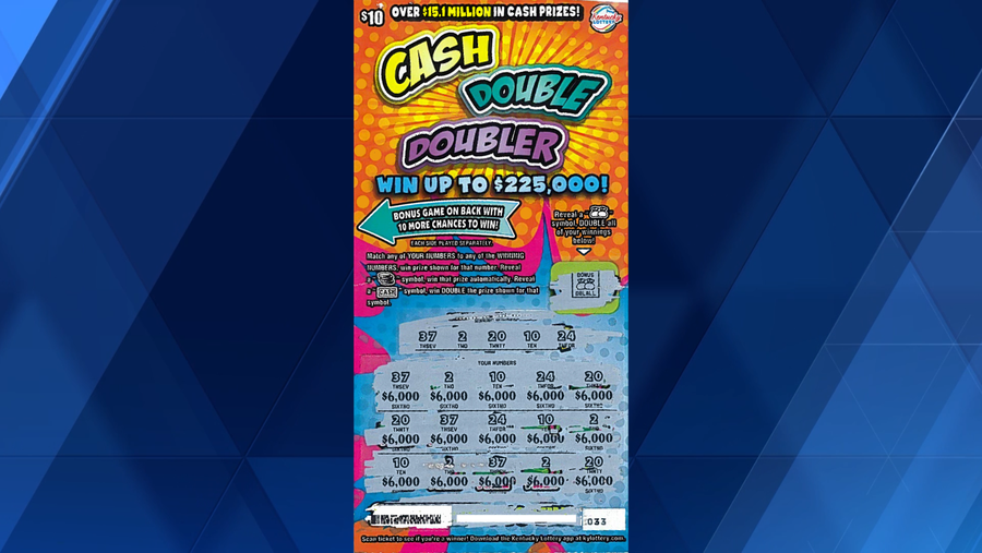 A Louisville woman won a $225,000 lottery scratch off after getting winning numbers on both the front and back sides of a ticket. In total, she took home $160,875.