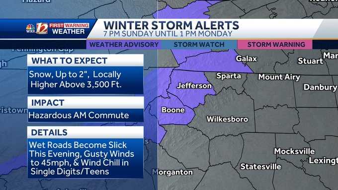 North Carolina: Heavy rain and wind in the Carolinas; plus snow