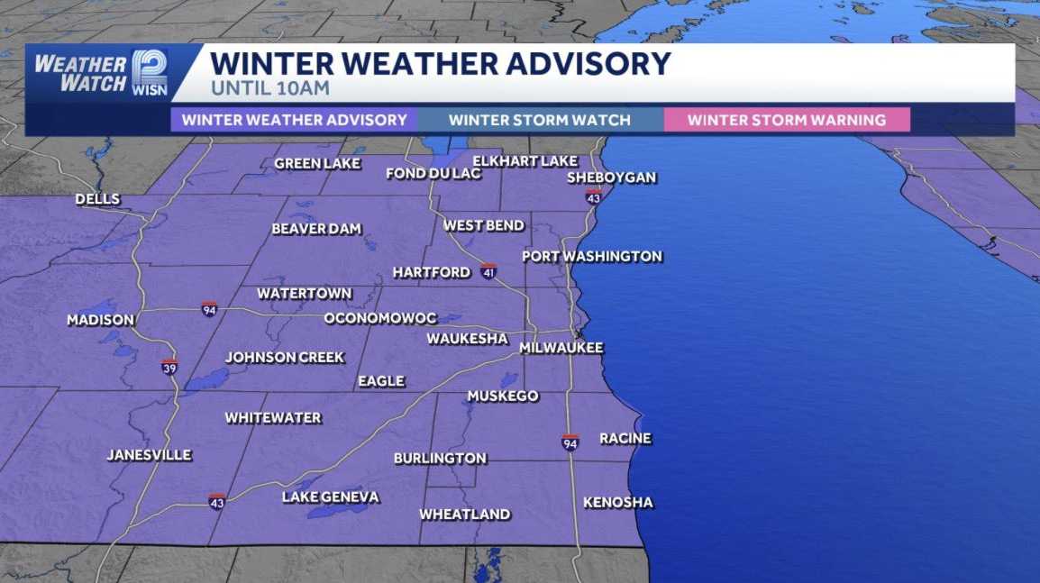 Winter weather advisory: Slick roads, snow across southeast Wisconsin