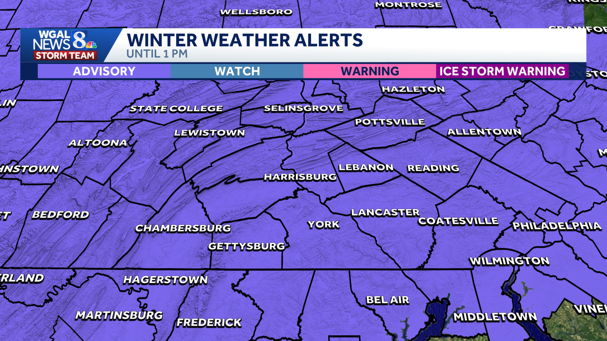 Winter weather advisory in effect for all of south-central Pennsylvania