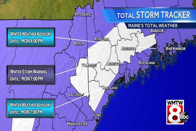 Storm brings several inches of snow to much of Maine