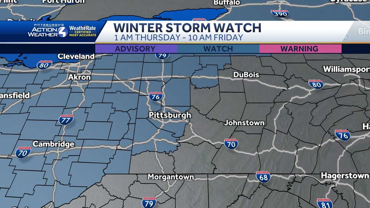 Pittsburgh weather Winter Storm Watch issued