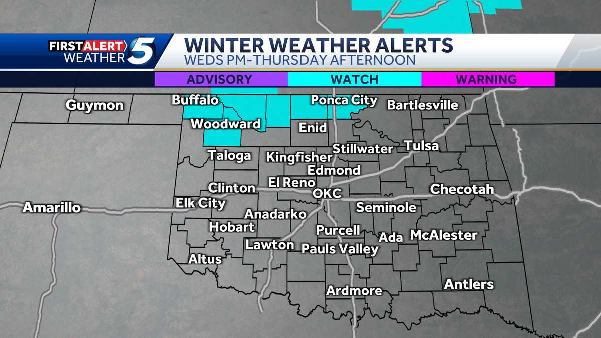 Oklahoma counties could see winter weather this week