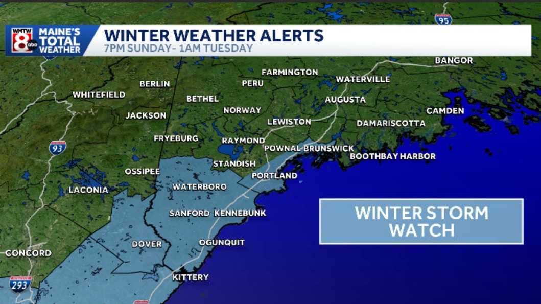Winter Storm Watch issued for parts of Maine Monday