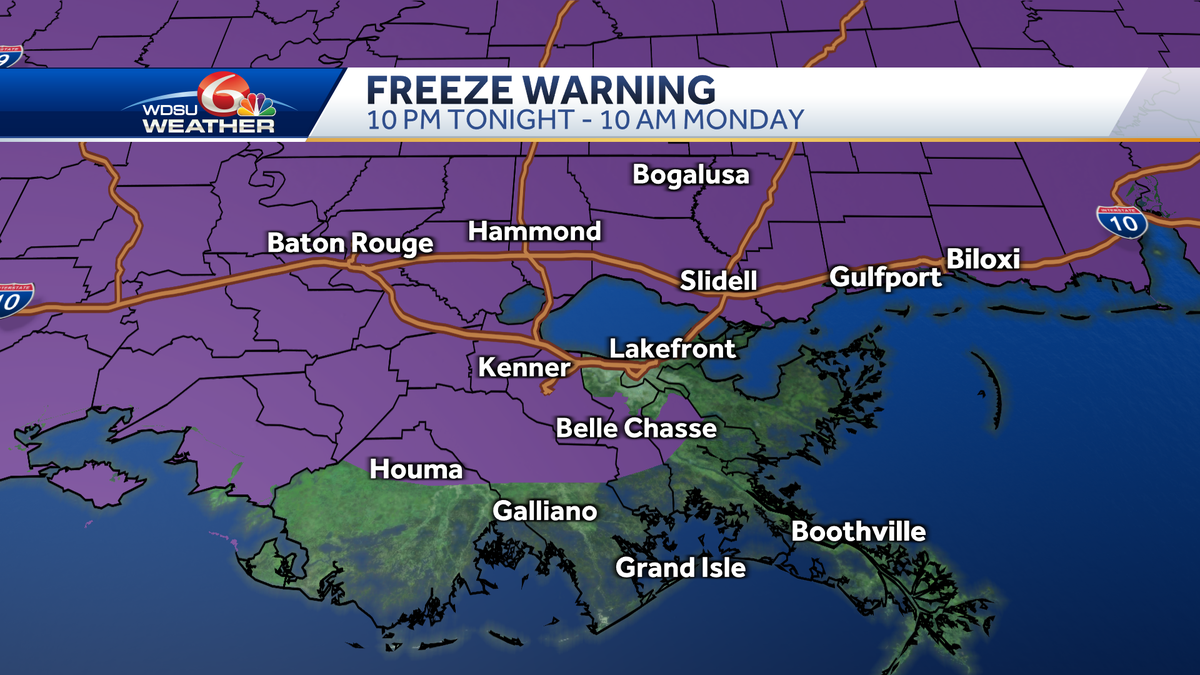 Southeast Louisiana Freeze Warning