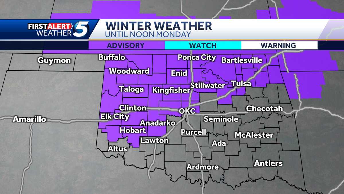 OKC metro included in winter weather advisory as arctic blast moves